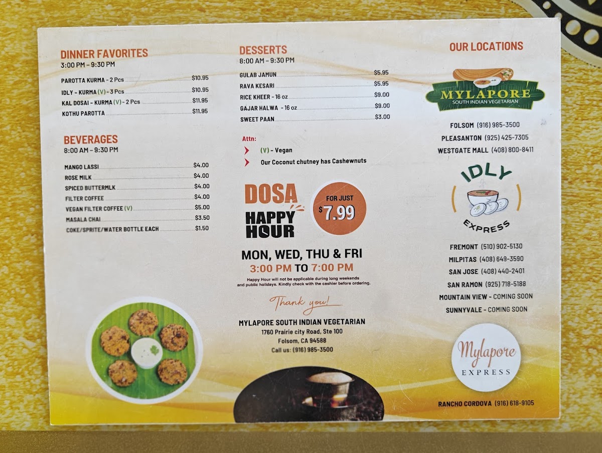 Mylapore South Indian Vegetarian Menu - Image 1